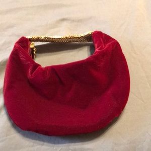 Red velvet & gold Nine West evening purse
